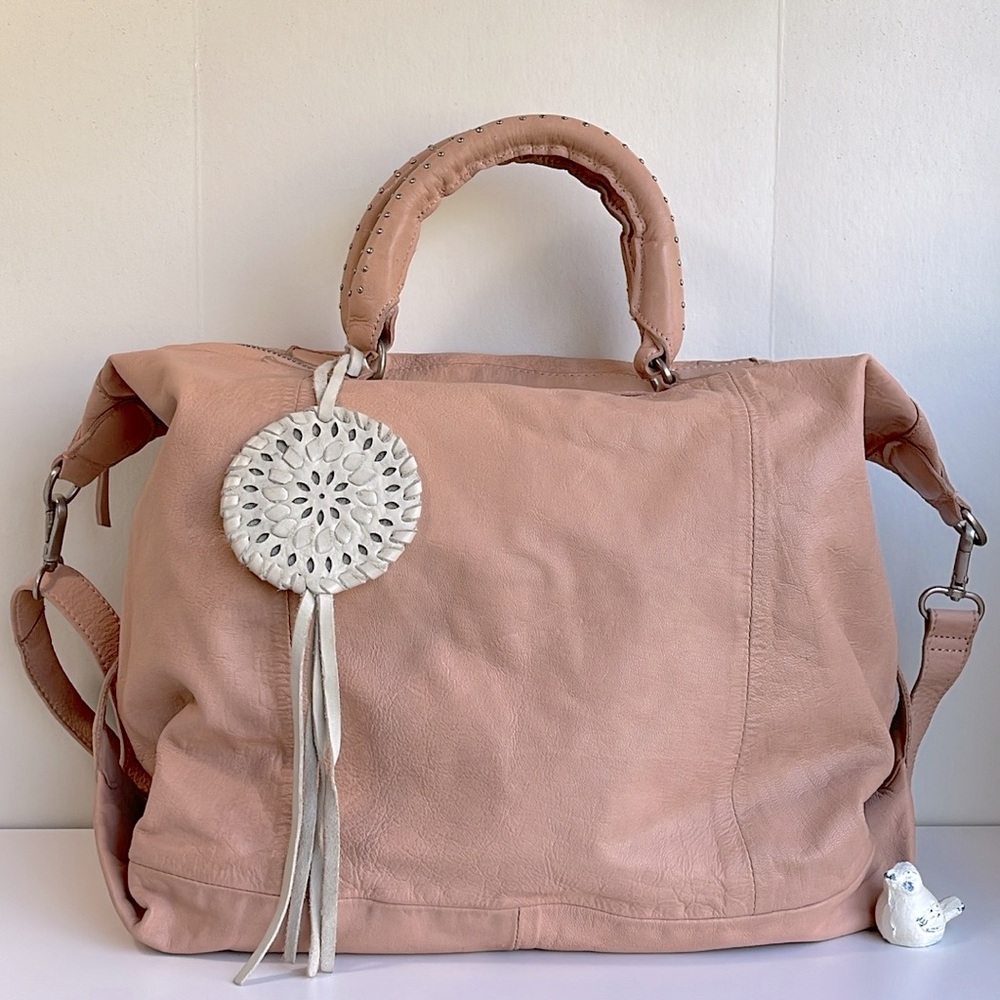 Free People Slouchy Distressed Leather Tote Bag